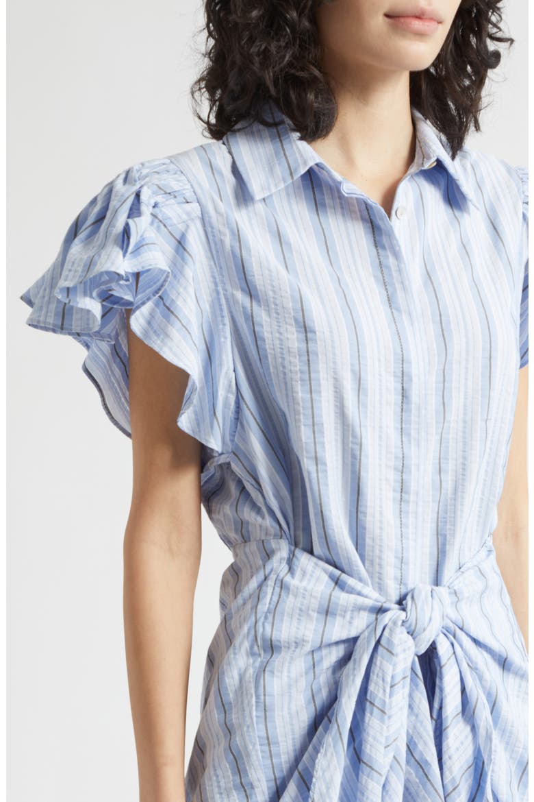 Charmine Stripe Tie Waist Mini Shirtdress, Alternate, color, BLUE MULTI