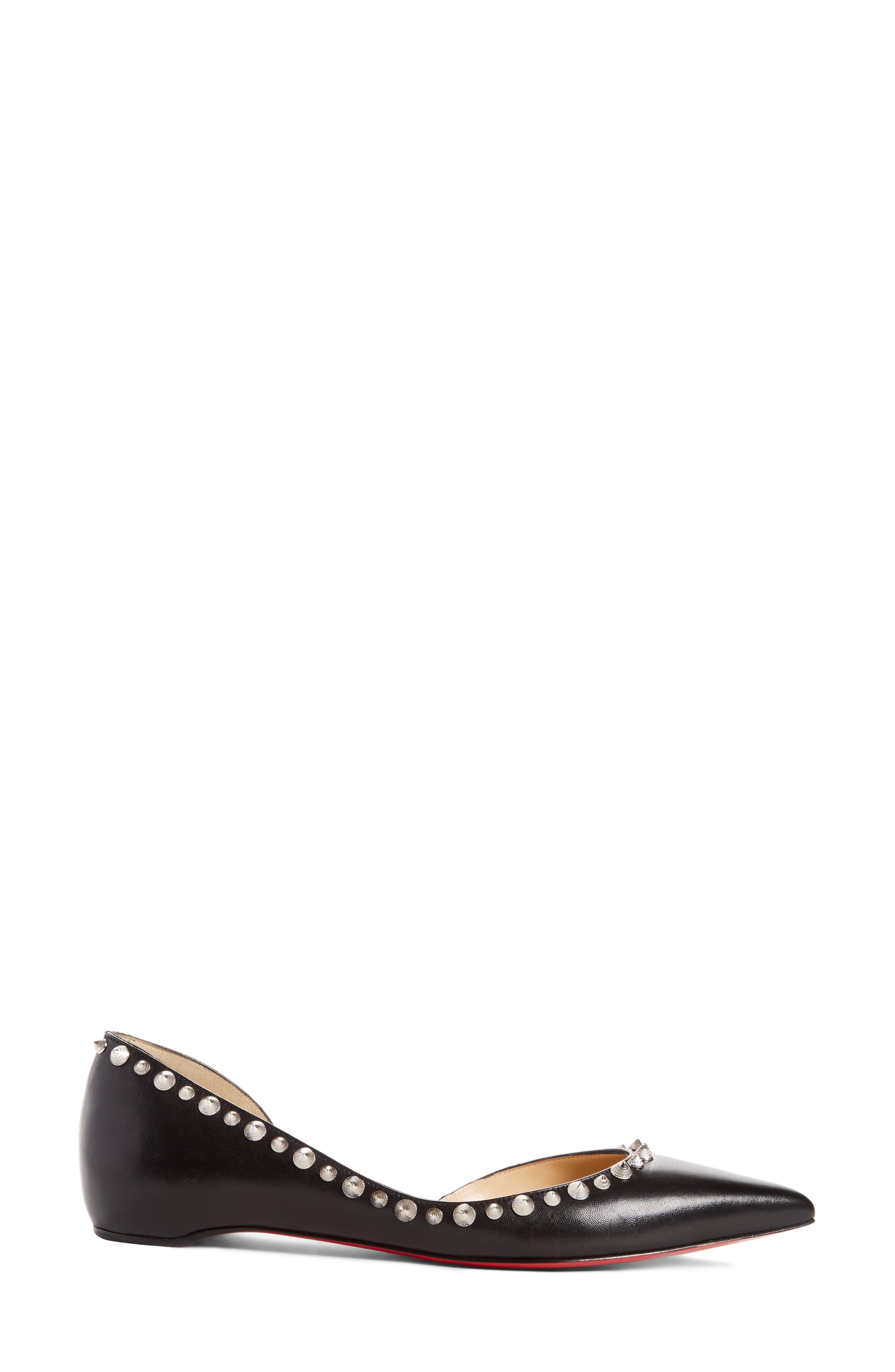 Christian Louboutin Irishell Studded Half d'Orsay Flat, Alternate, color, 