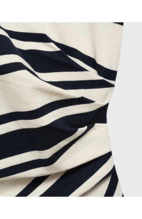 Mango Stripe Bodice Cotton Maxi Dress In Blue