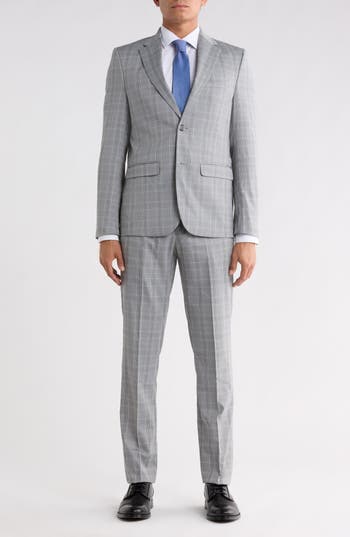 SOUL OF LONDON Plaid Two Piece Suit in Taupe at Nordstrom Rack, Size 48