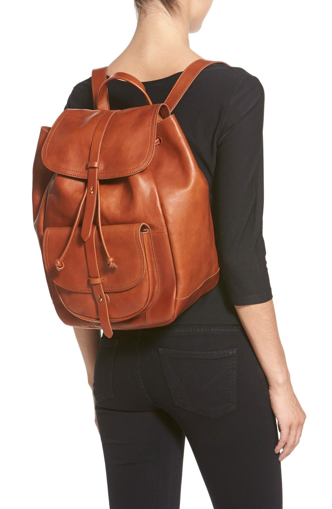 'The Transport' Leather Rucksack, Alternate, color, ENGLISH SADDLE
