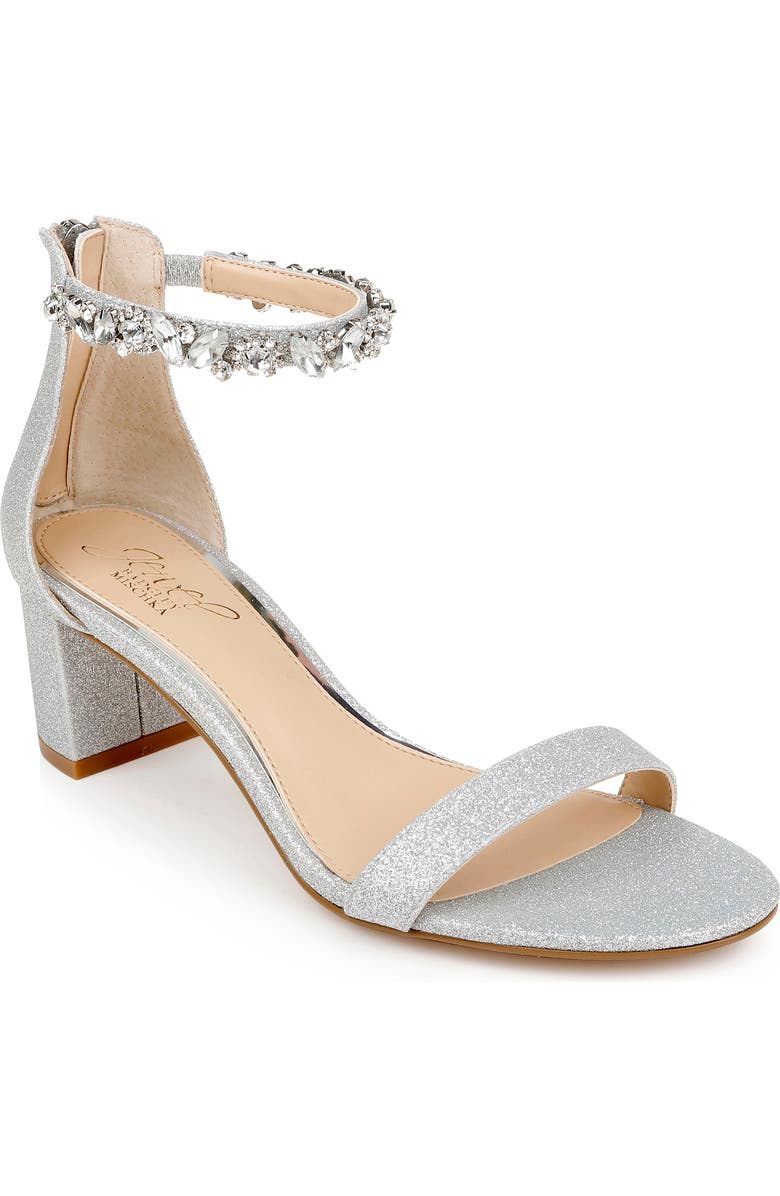 Jewel Badgley Mischka Catalina Ankle Strap Sandal, Main, color, Silver