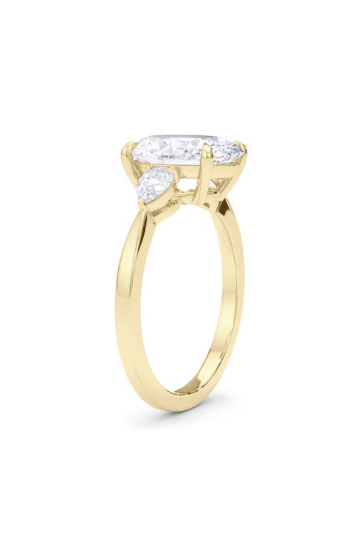 Hautecarat Oval & Pear Cut Lab Grown Diamond Ring In 2.00 Ctw 18k Yellow Gold