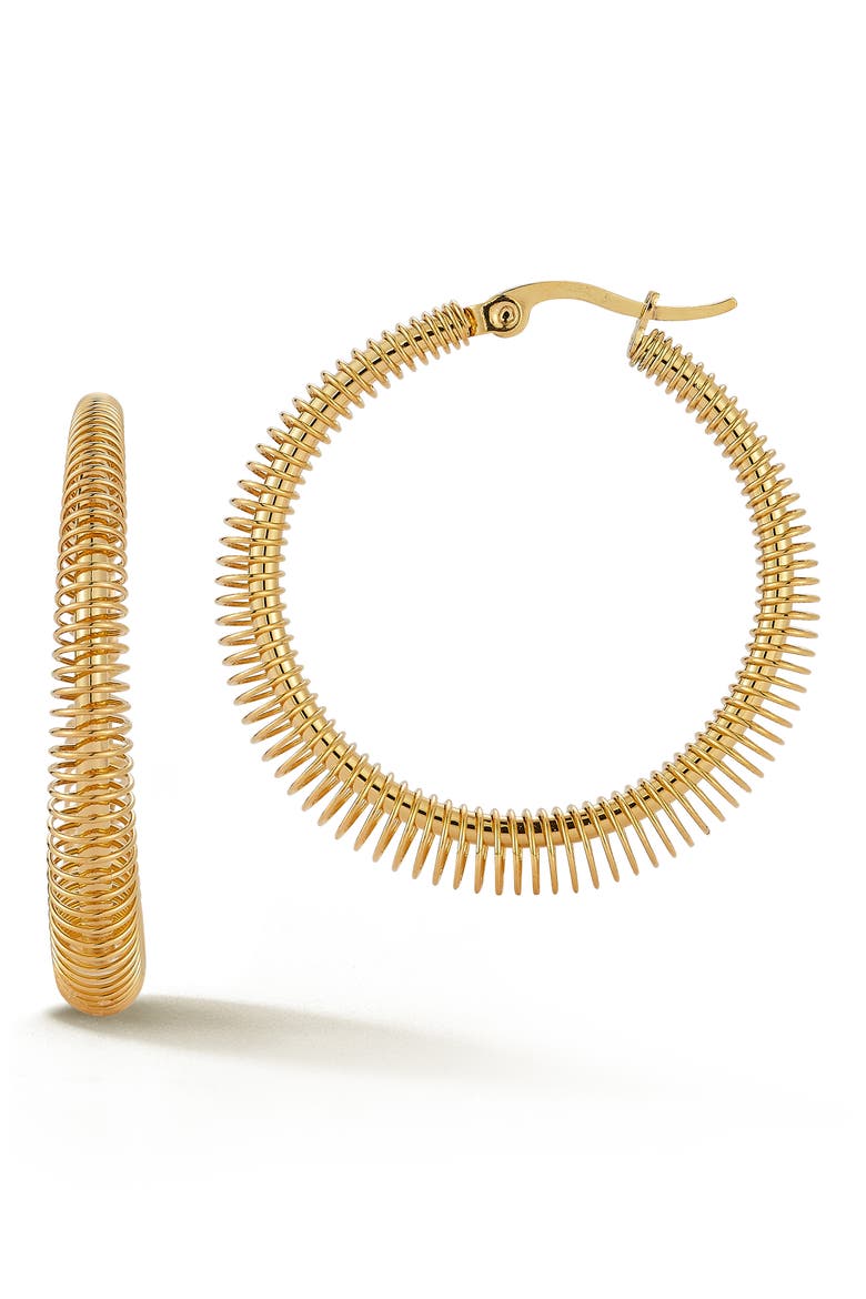 Ribbed Wire Hoop Earrings, Main, color, GOLD