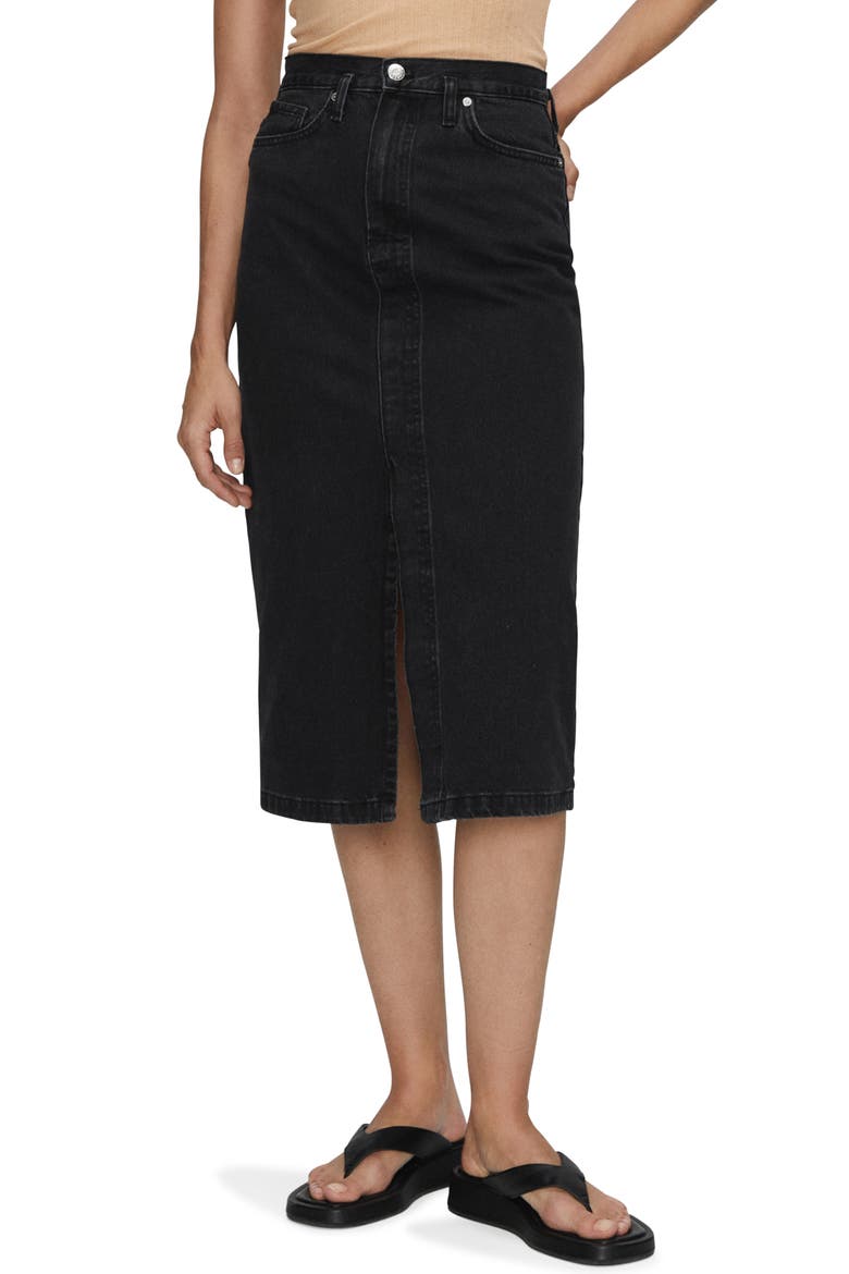 Denim Midi Skirt, Main, color, BLACK DENIM