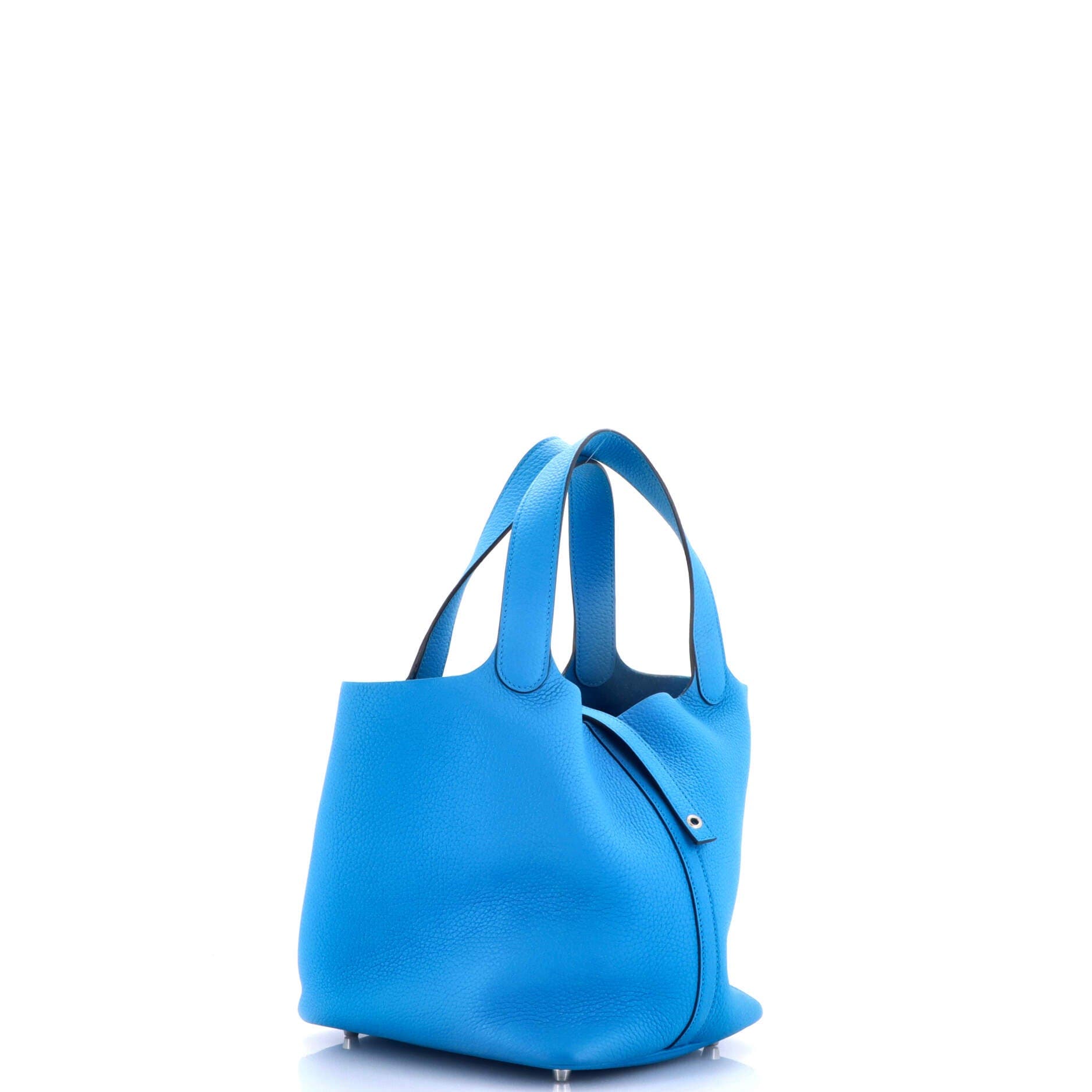 Pre-Owned Hermes Picotin Lock Bag Clemence MM, Alternate, color, Bleu Frida