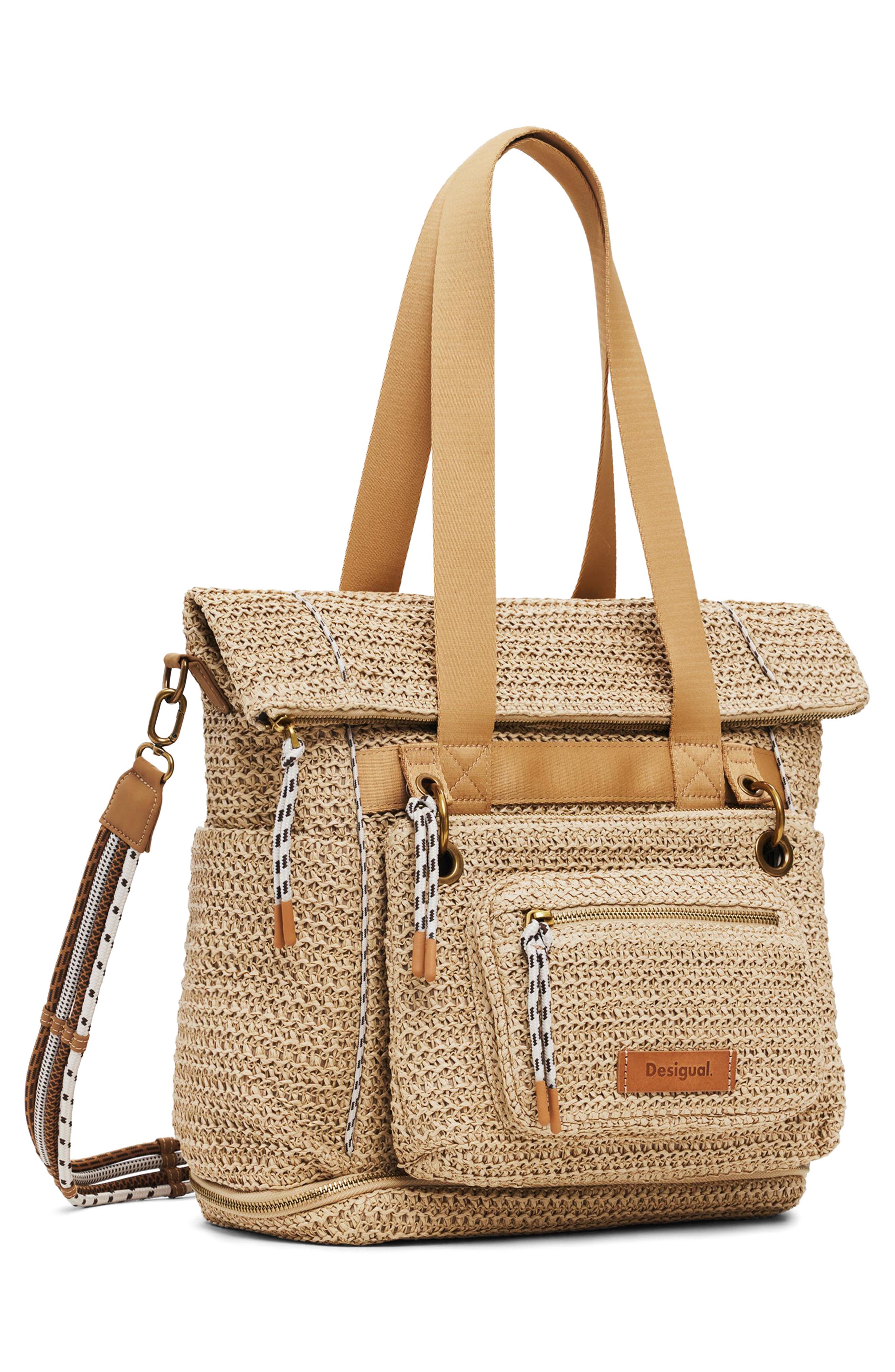 Desigual Large Raffia Backpack, Alternate, color, 