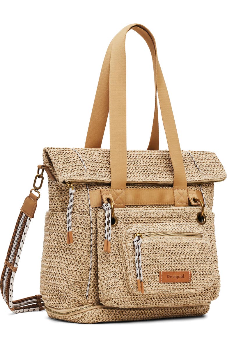 Desigual Large Raffia Backpack, Alternate, color,