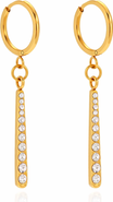 Kellery Stainless Steel Cubic Zirconia Dangle Bar Hoop Earrings