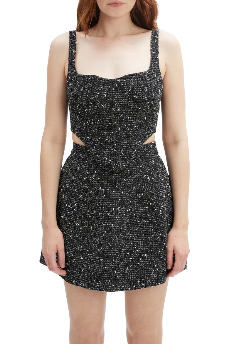 Tweed Corset Top, Alternate, color, BLACK