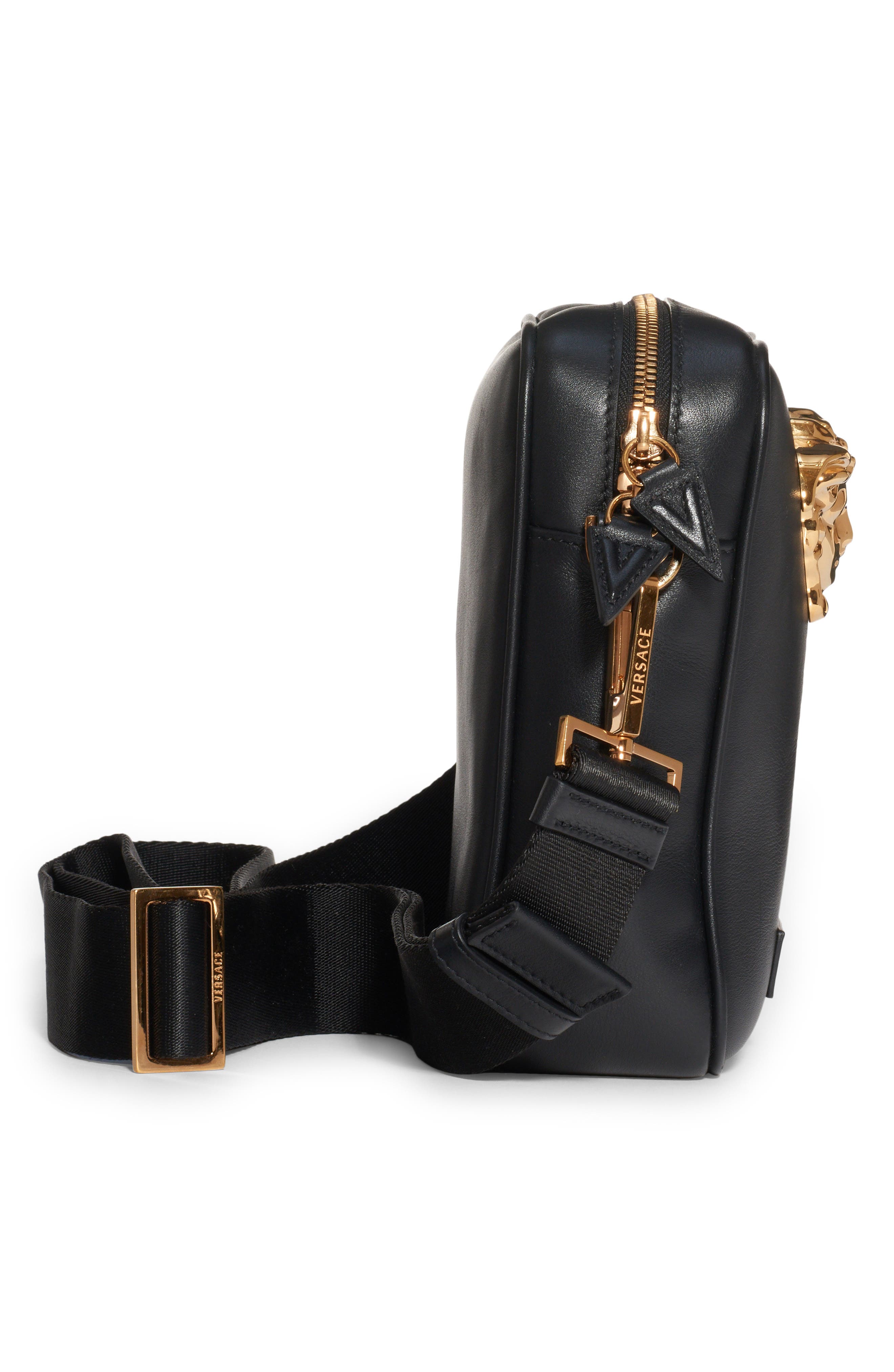 Versace Mini La Medusa Leather Crossbody Bag, Alternate, color, 
