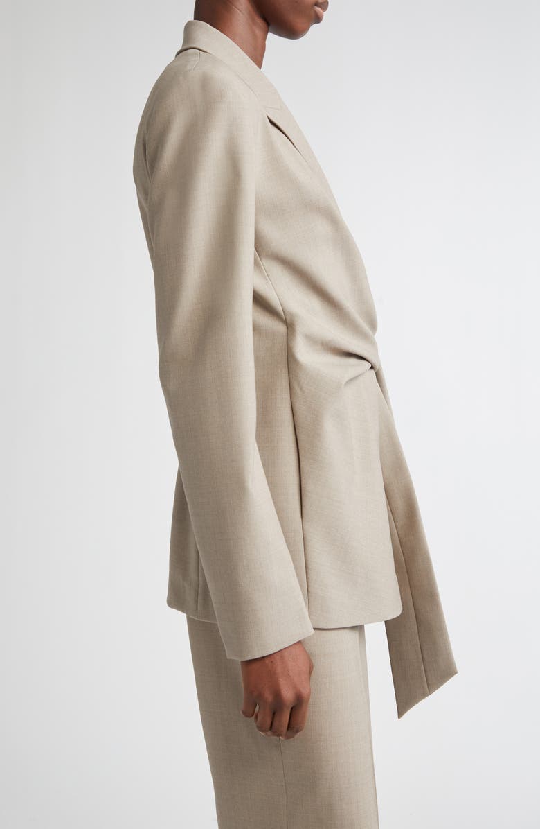 Lafayette 148 New York Slim Fit Responsible Stretch Wool Wrap Blazer, Alternate, color, Hickory Melange