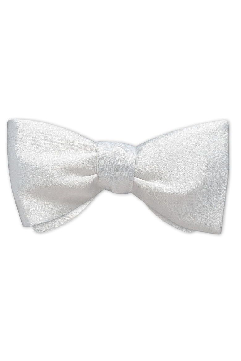 White Charmeuse Silk Woven Bow Tie, Main, color, Freestyle