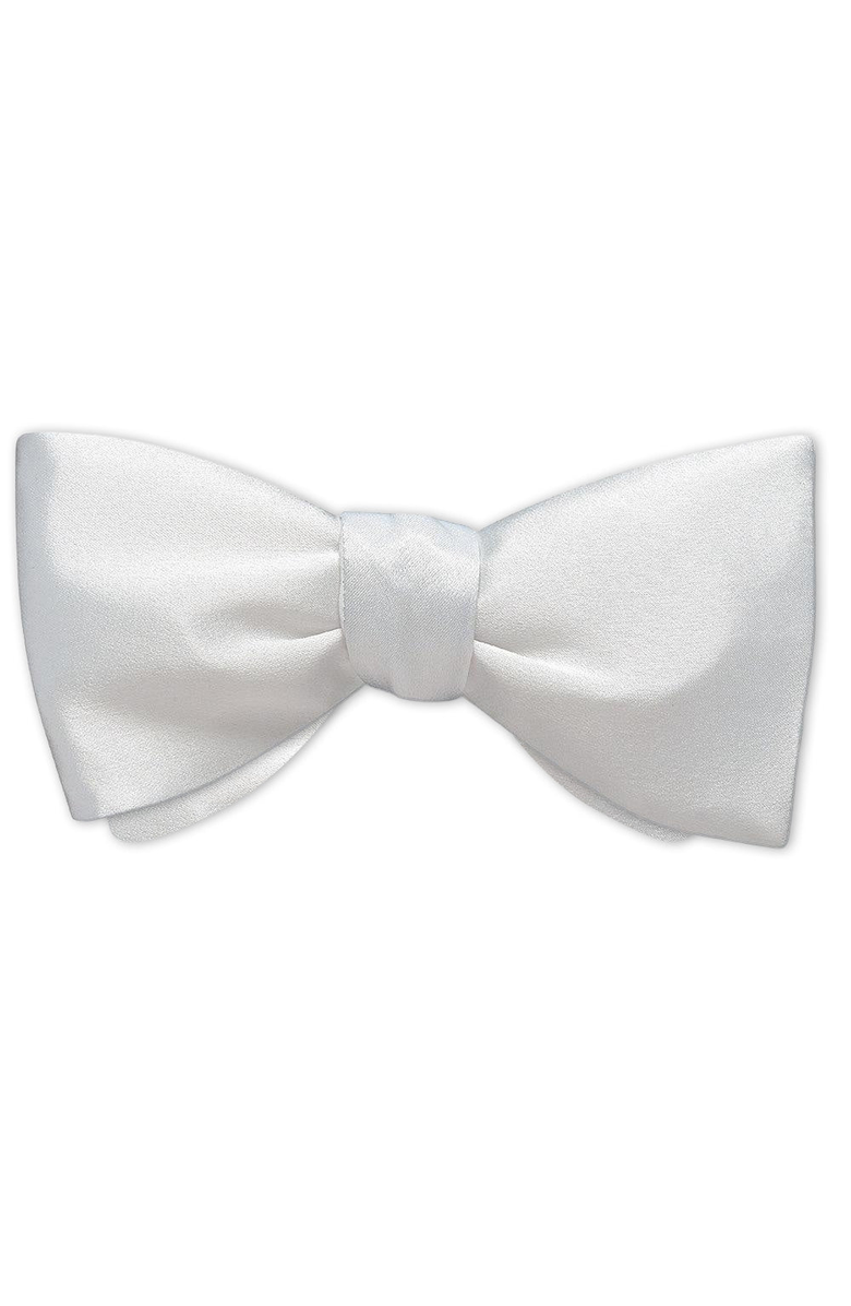 Beau Ties of Vermont White Charmeuse Bow Tie, Main, color, Freestyle