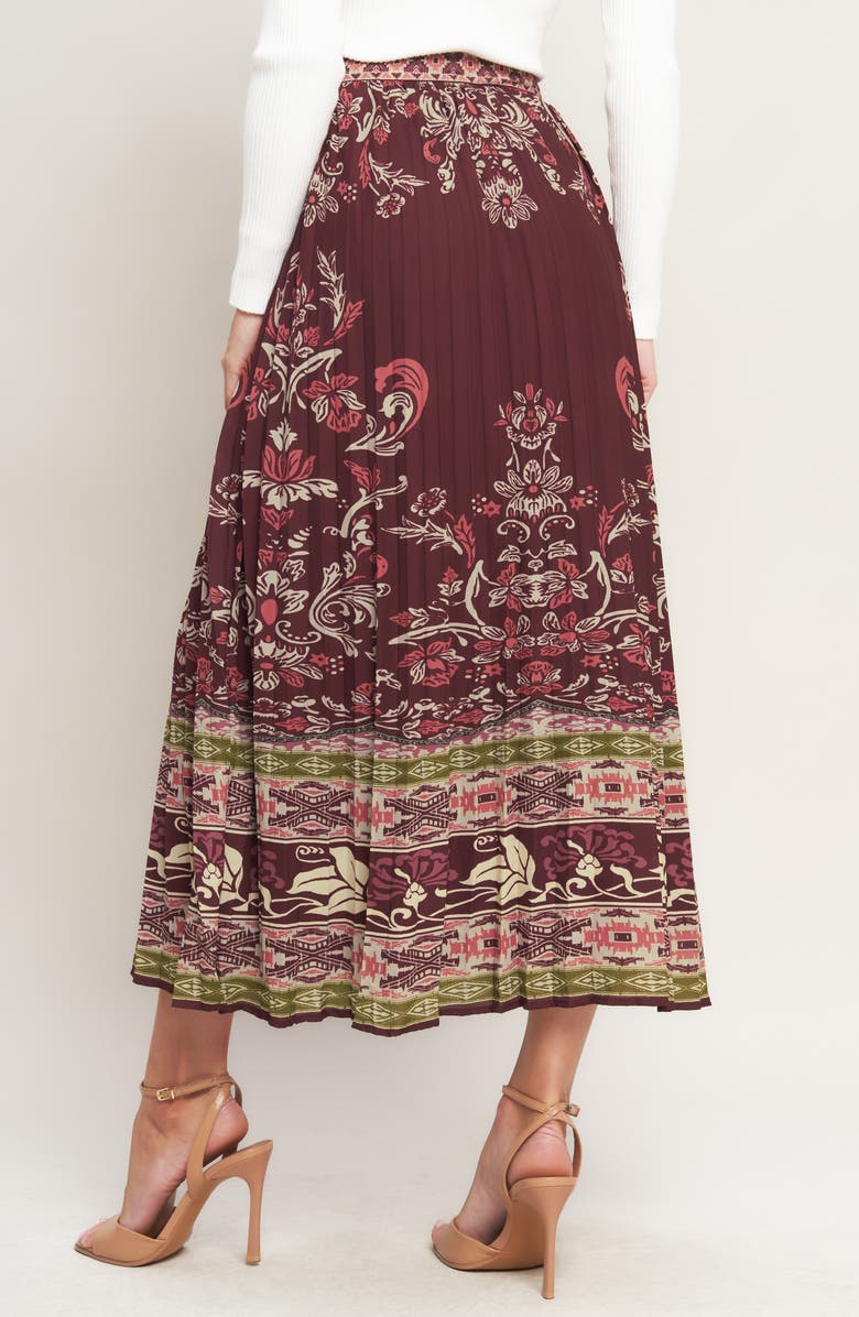 FLYING TOMATO Pleated Midi Skirt, Alternate, color, 