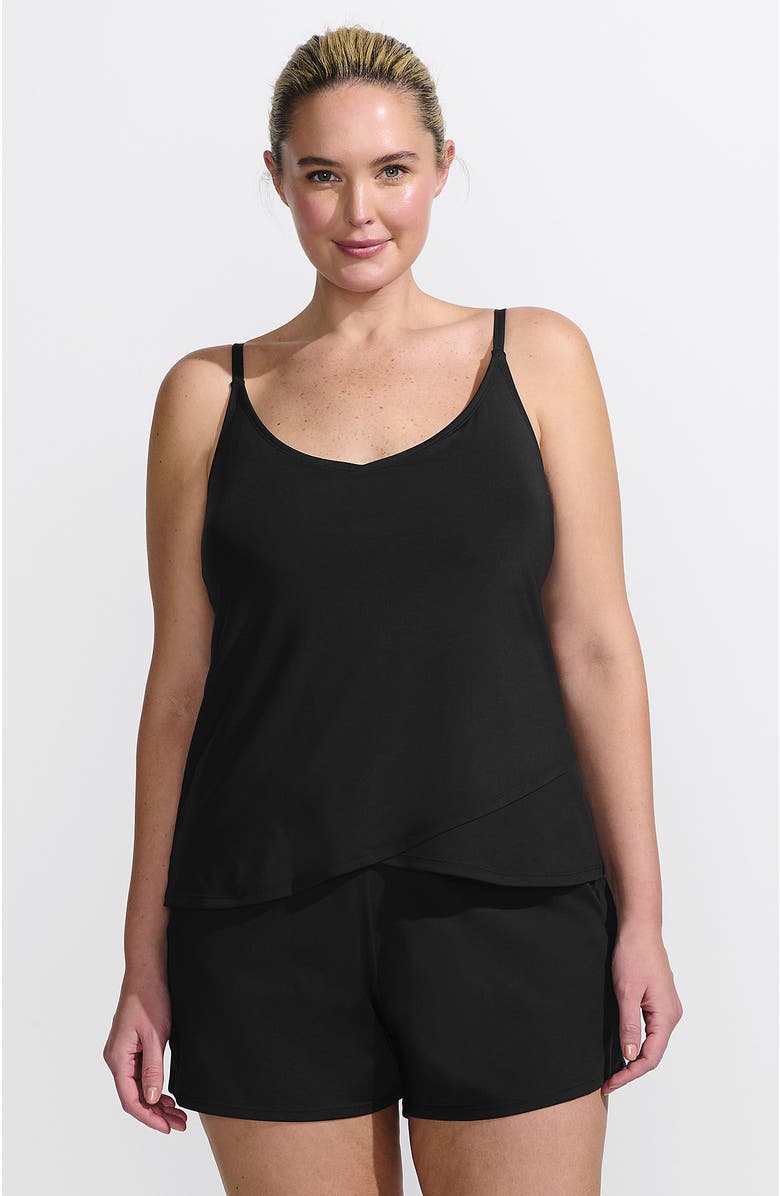 Lands' End Plus Size Tulip Romper Swimsuit, Main, color, Black