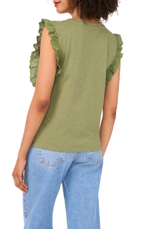 Two By Vince Camuto Ruffle Eyelet Tank Top In Green
