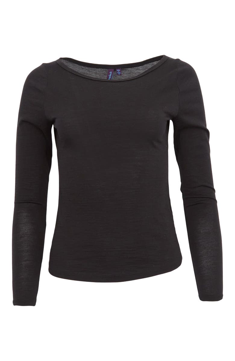 Lords of Harlech Carly Merino Long Sleeve Boatneck Shirt, Alternate, color, Black