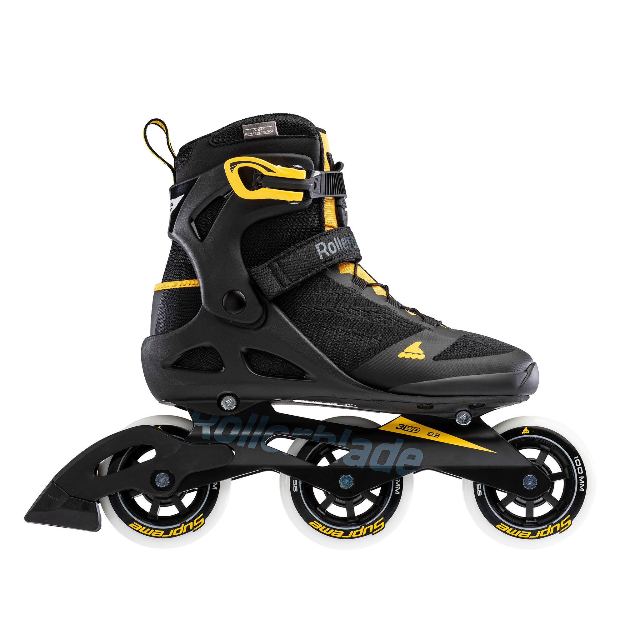Rollerblade Macroblade 100 3WD Mens Inline Skates, Main, color, Black/Yellow