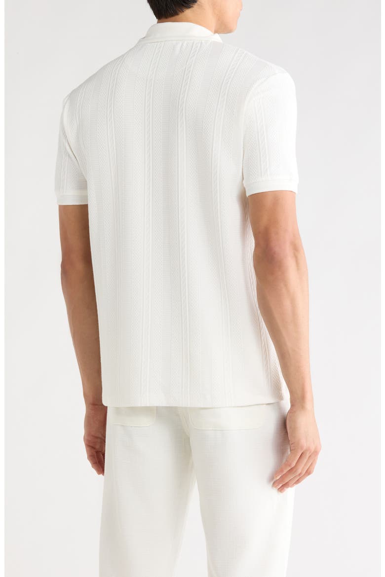 Quarter Zip Textured Knit Polo, Alternate, color, OFF WHITE
