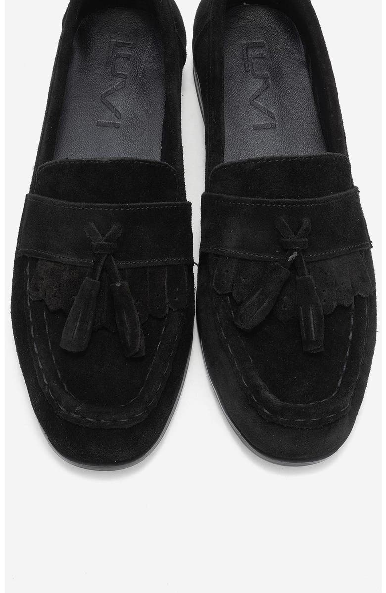Forever & Always Shoes Lupen Leather Tassel Loafer, Alternate, color, Black Suede