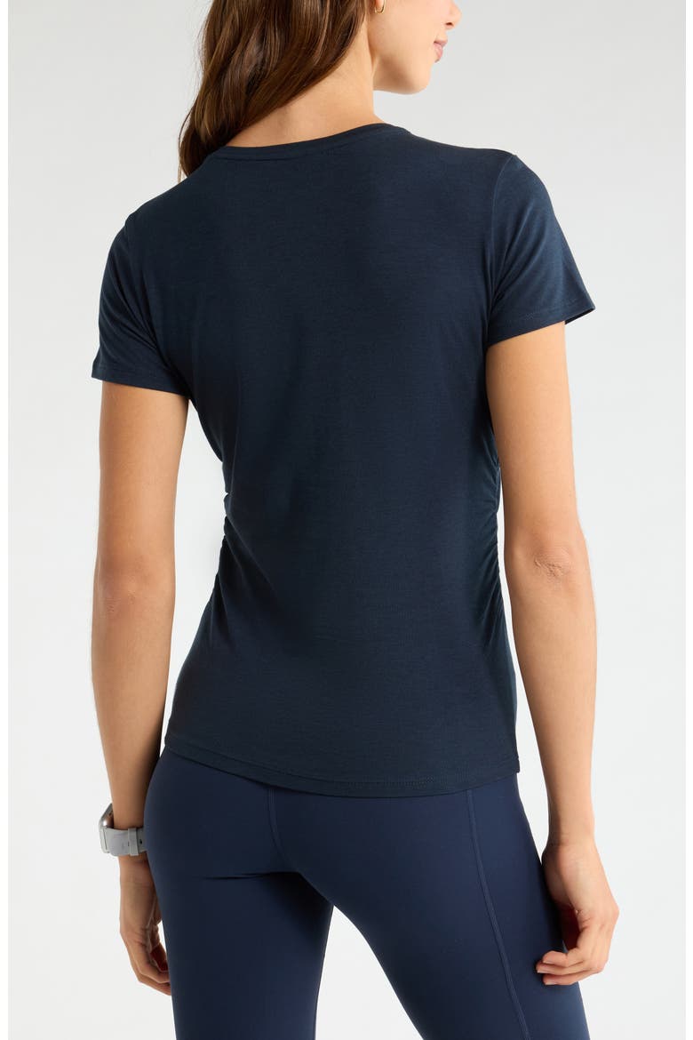 Ruched V-Neck T-Shirt, Alternate, color, NAVY SAPPHIRE