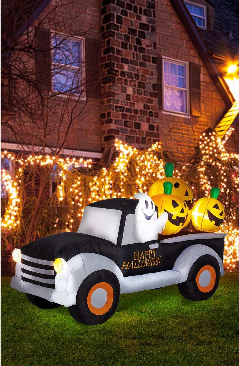 Glitzhome 8FT Lighted Inflatable Truck with Jack-O-Lantern Pumpkins Decor, Alternate, color, 