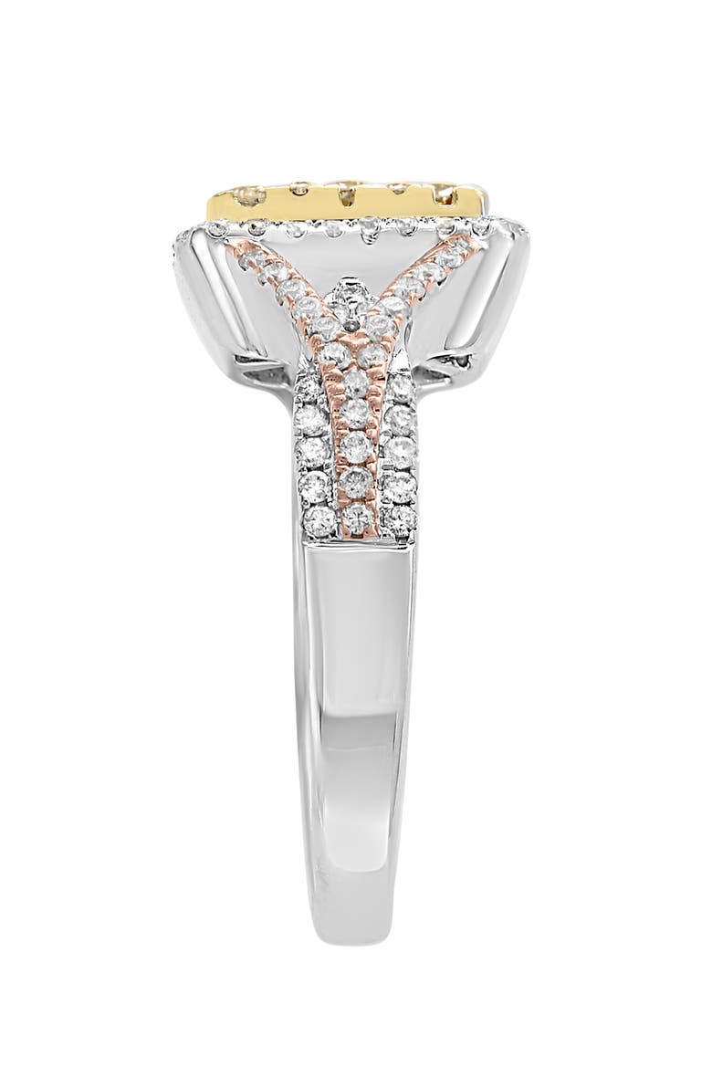14K White, Yellow & Rose Gold Champagne Glow Diamond Ring, Alternate, color, Metallic Gold