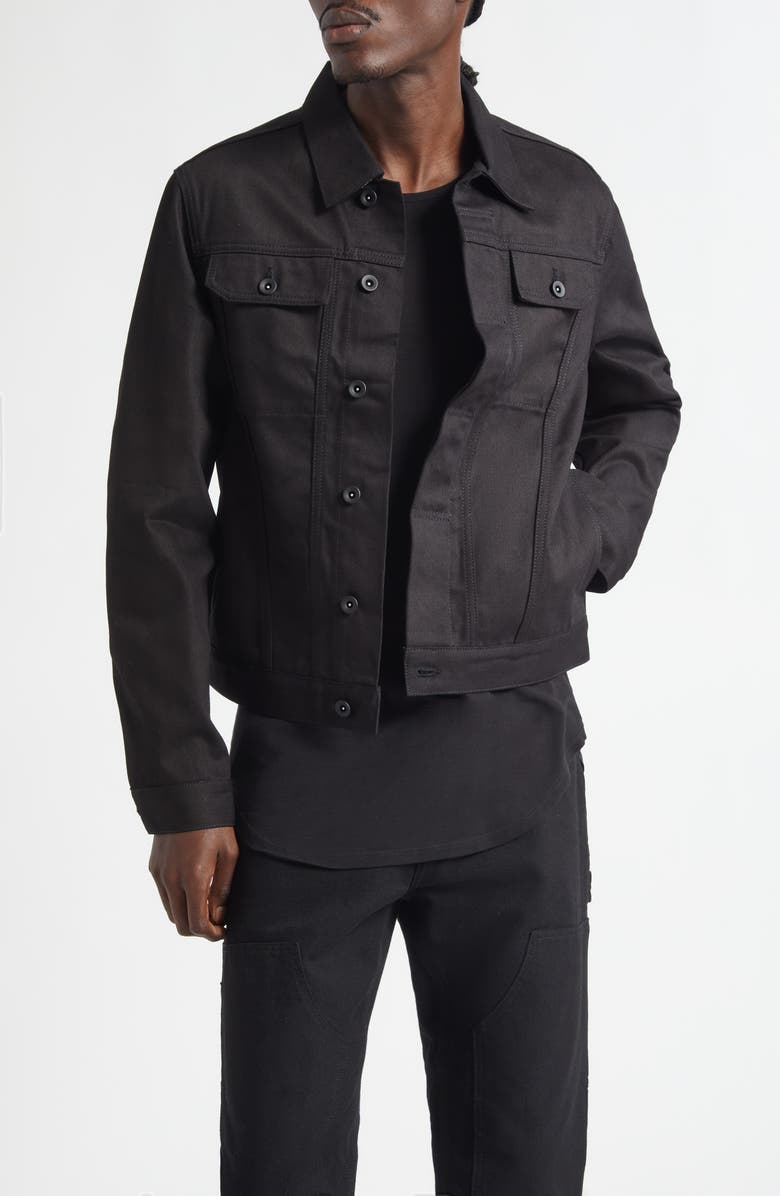 JKEEFER Jacob Taped Type 3 Trucker Jacket, Main, color, Black/Black