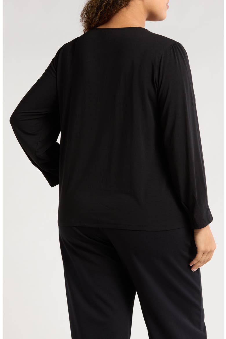 Pleated Sleeve Top, Alternate, color, BLACK