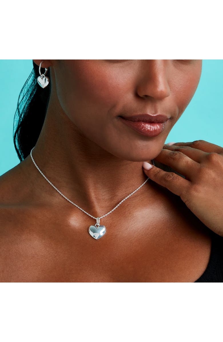 Toolally Art Deco Hearts Hoop Earrings - Silver & Cubic Zirconia, Alternate, color, Sterling Silver