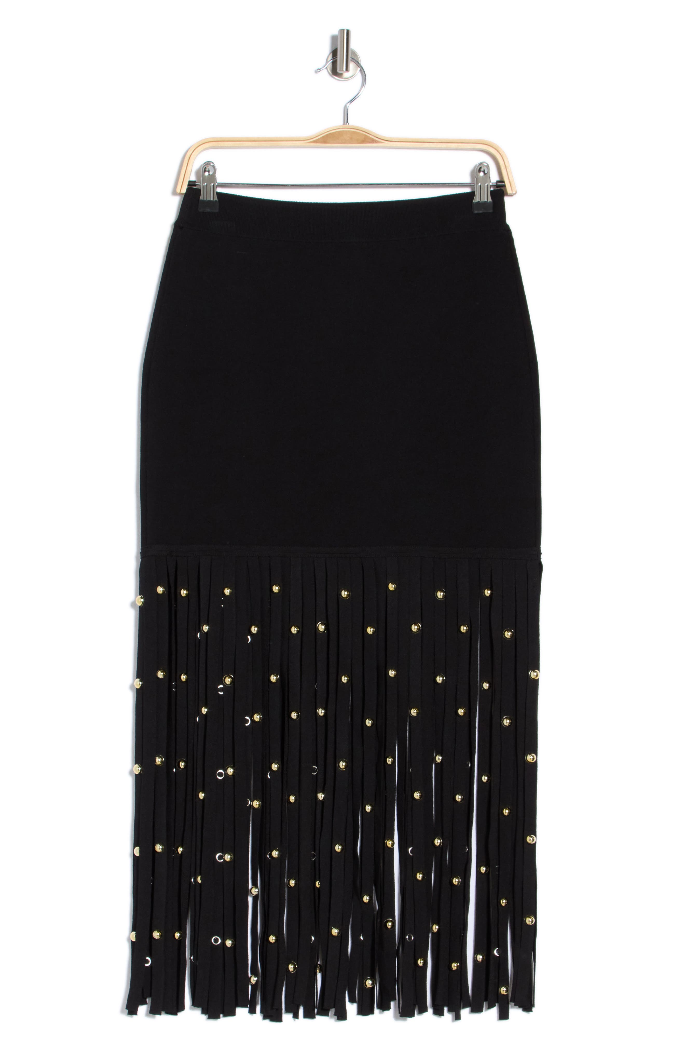 Melva Studded Fringe Midi Skirt