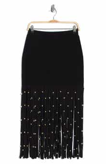 Melva Studded Fringe Midi Skirt