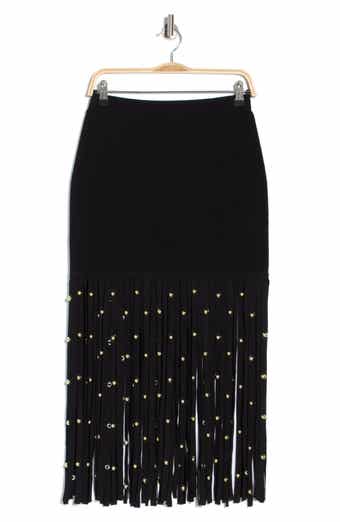 Melva Studded Fringe Midi Skirt