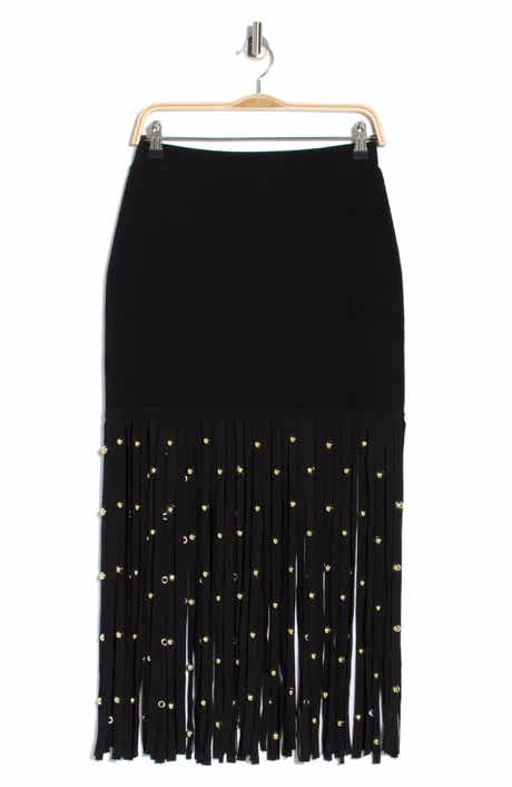 Melva Studded Fringe Midi Skirt