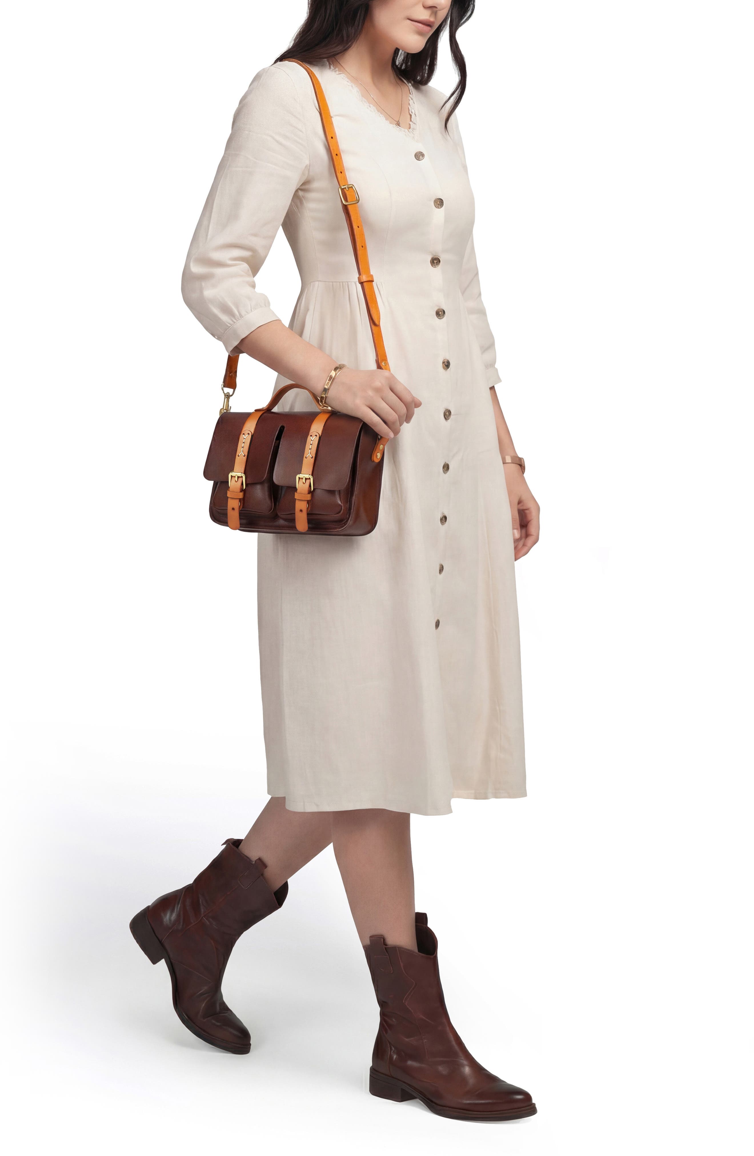 Speedwell Leather Satchel, Alternate, color, BROWN