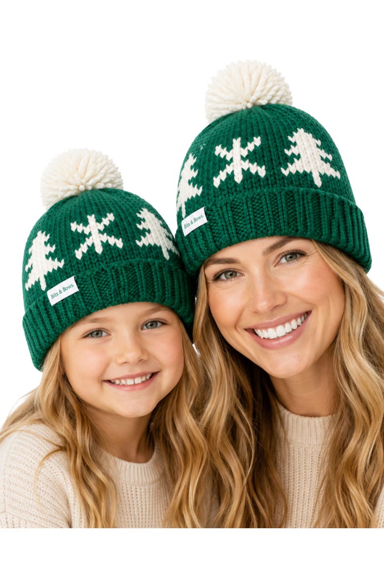 Adult Evergreen Bobble Hat, Alternate, color, Green/White
