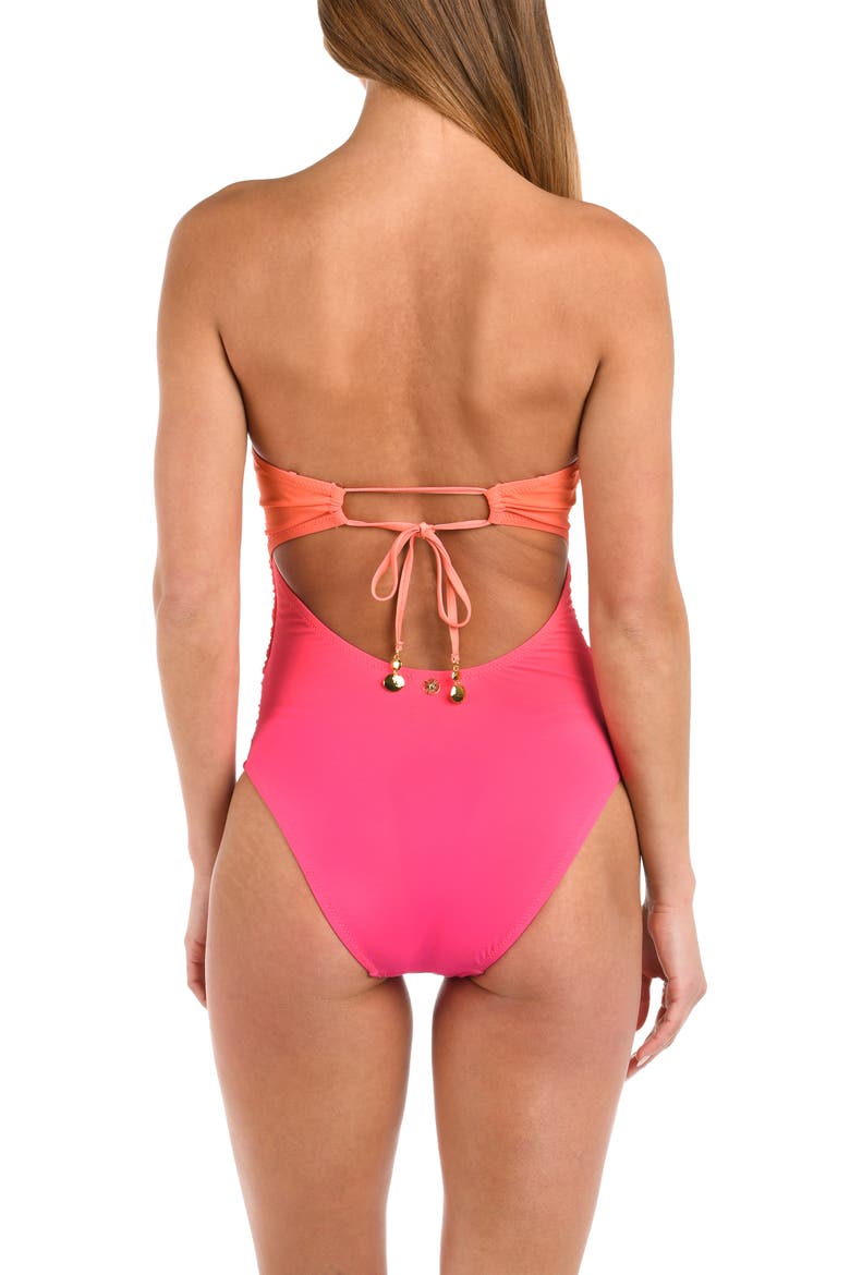 Ombré Illusions Bandeau One-Piece Swimsuit, Alternate, color, PINK