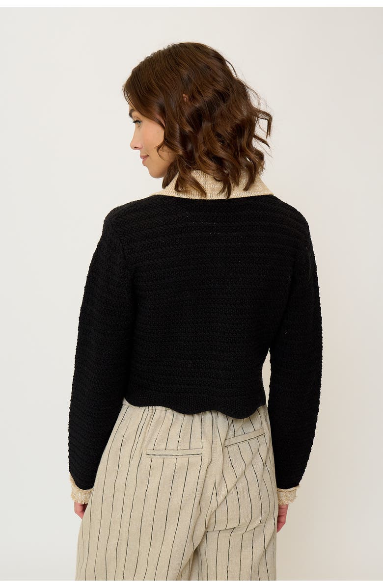 Central Park West Women's Rose Scallop Edge Sweater, Alternate, color,