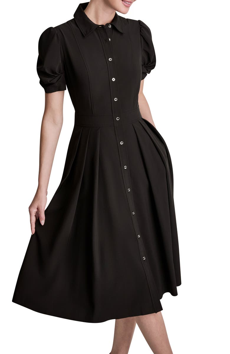 DKNY Commuter Short Sleeve Shirtdress, Alternate, color, Black