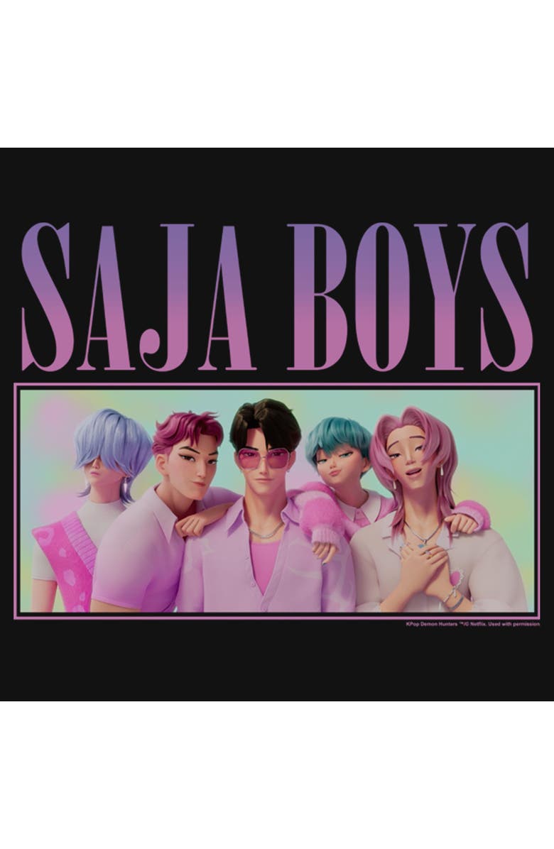 KPop Demon Hunters Girl's KPop Demon Hunters Saja Boys Group Shot Graphic T-Shirt, Alternate, color, Black