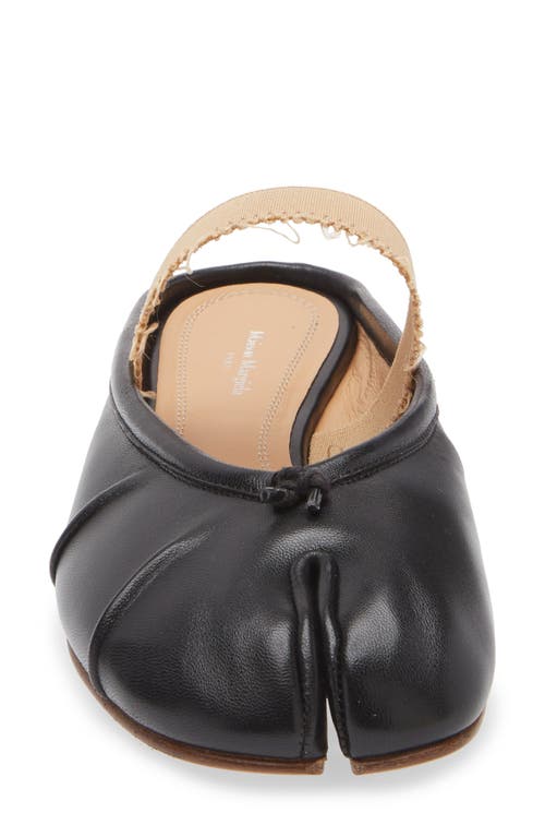 Maison Margiela Tabi Frayed Split-toe Leather Ballet Flats In Black/beige