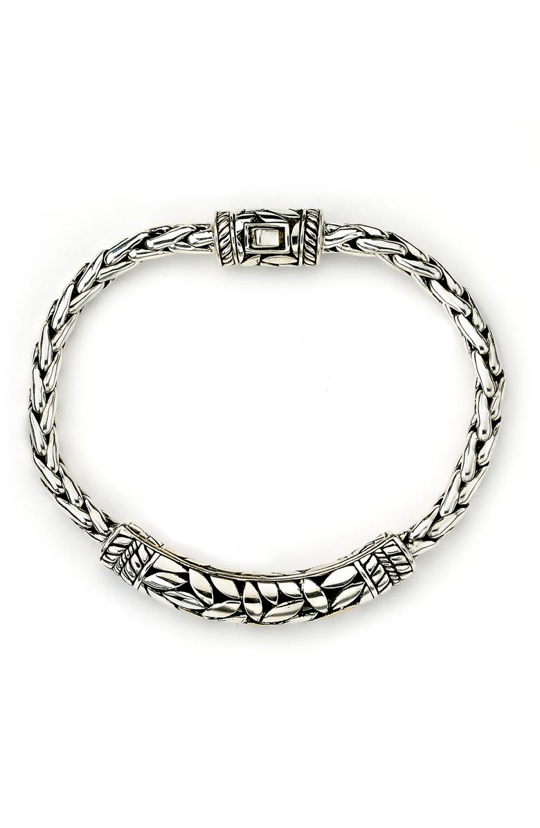 SAMUEL B. 18K Yellow Gold & Sterling Silver Leaf Filigree Bar Woven Bracelet, Alternate, color,