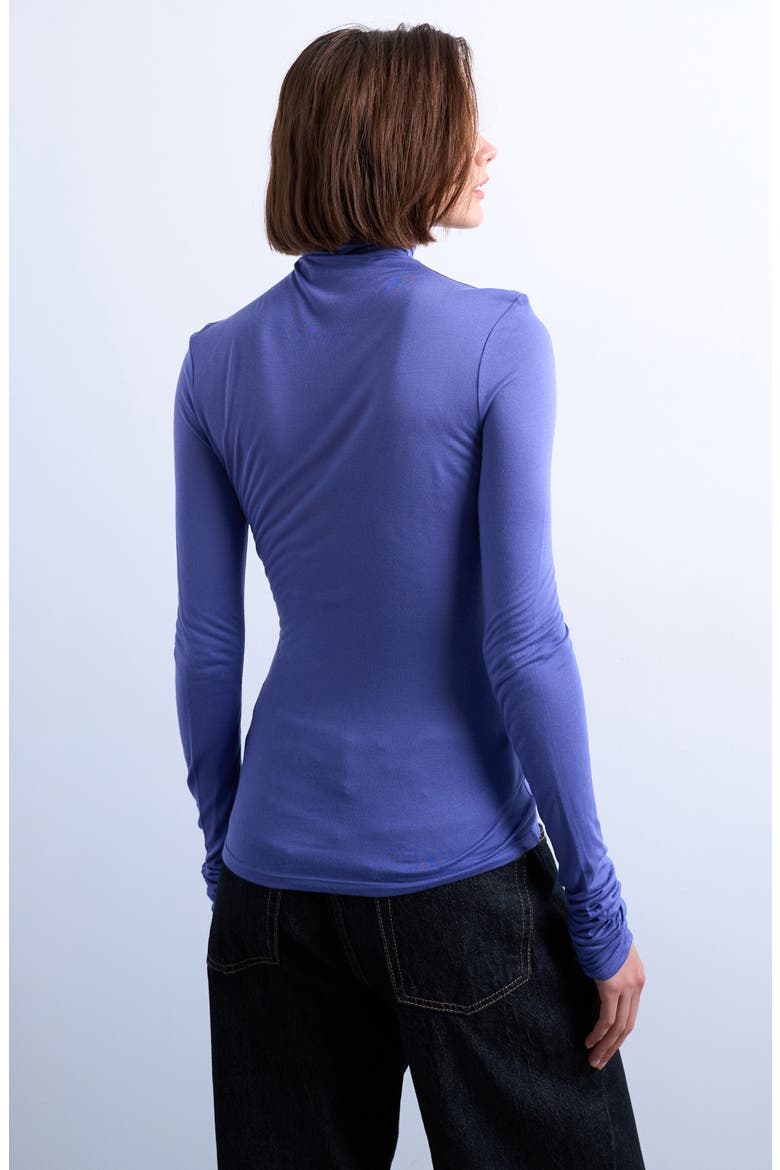 Funnel Neck Long Sleeve Top, Alternate, color, PURPLE