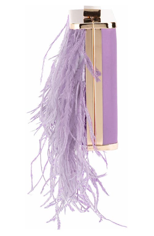 Olga Berg Ostrich Feather Embellished Clutch In Purple