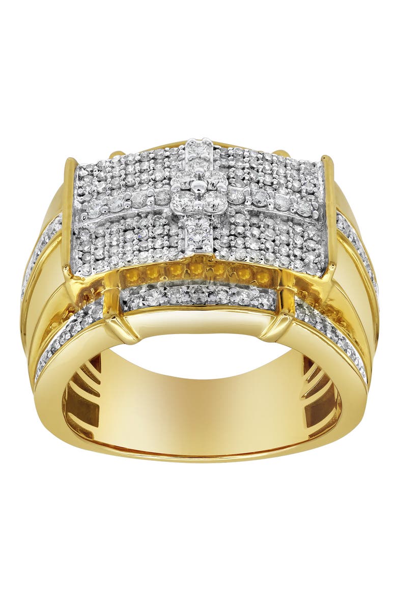 LuvMyJewelry Banner of Bling 14K Yellow Gold Diamond Men Statement Ring - 1.24ct., Alternate, color, 14K Yellow Gold