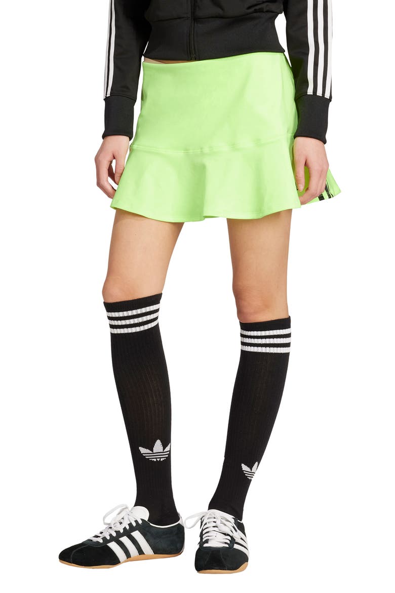 Adicolor Interlock 3-Stripe Miniskirt, Main, color, SIGNAL GREEN