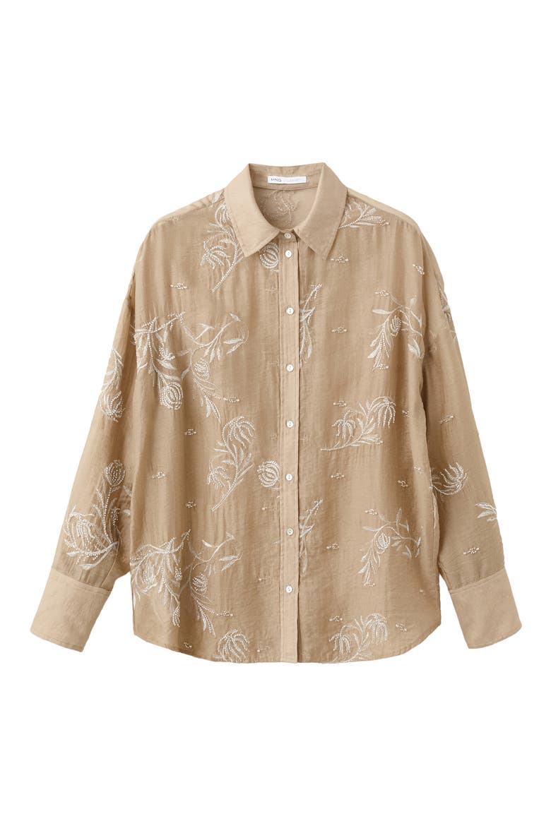 Embroidered Lyocell Shirt, Alternate, color, BEIGE