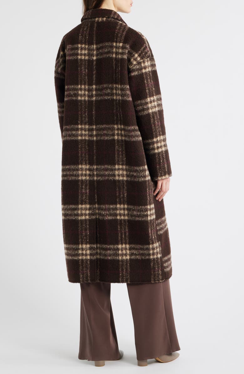 dRA Ginny Check Wool Blend Longline Coat, Alternate, color, Latte Brown