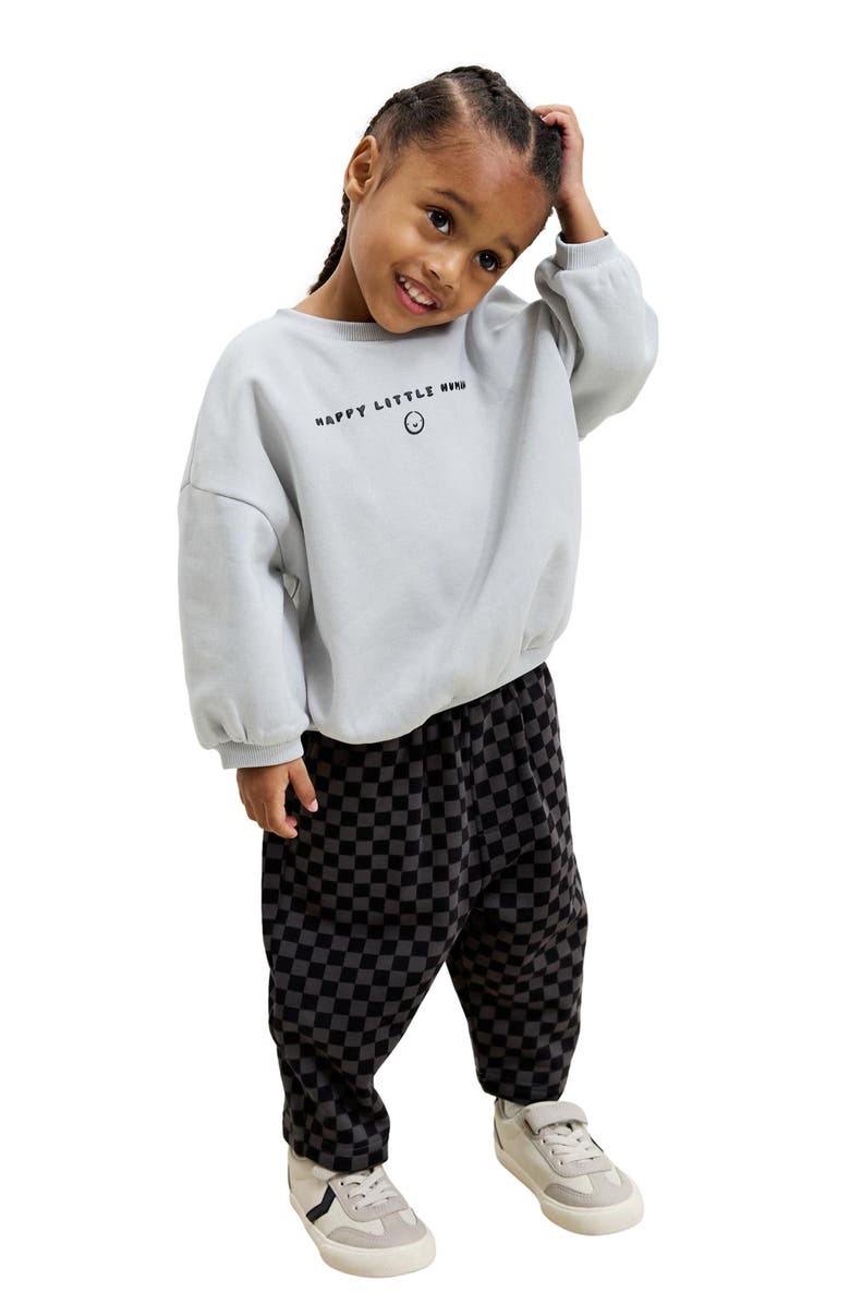 NEXT Kids' Crewneck Sweatshirt & Checkerboard Sweatpants Set, Alternate, color, Grey Multi
